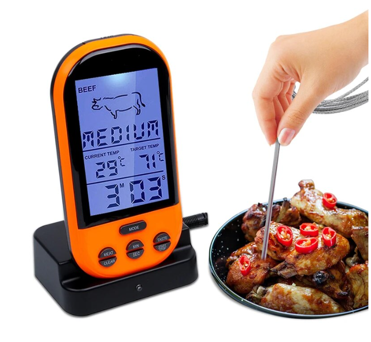 Lebensmittel Thermometer Kochen Wireless BBQ Thermometer für Ofen Fleisch  BBQ Grill Küche Kochen Werkzeuge mit Timer Alarm 